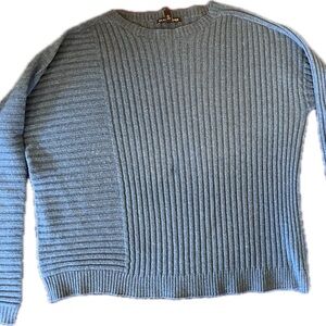 Eileen Fisher Ribbed Italian Cashmere Sweater in Teal/Blue